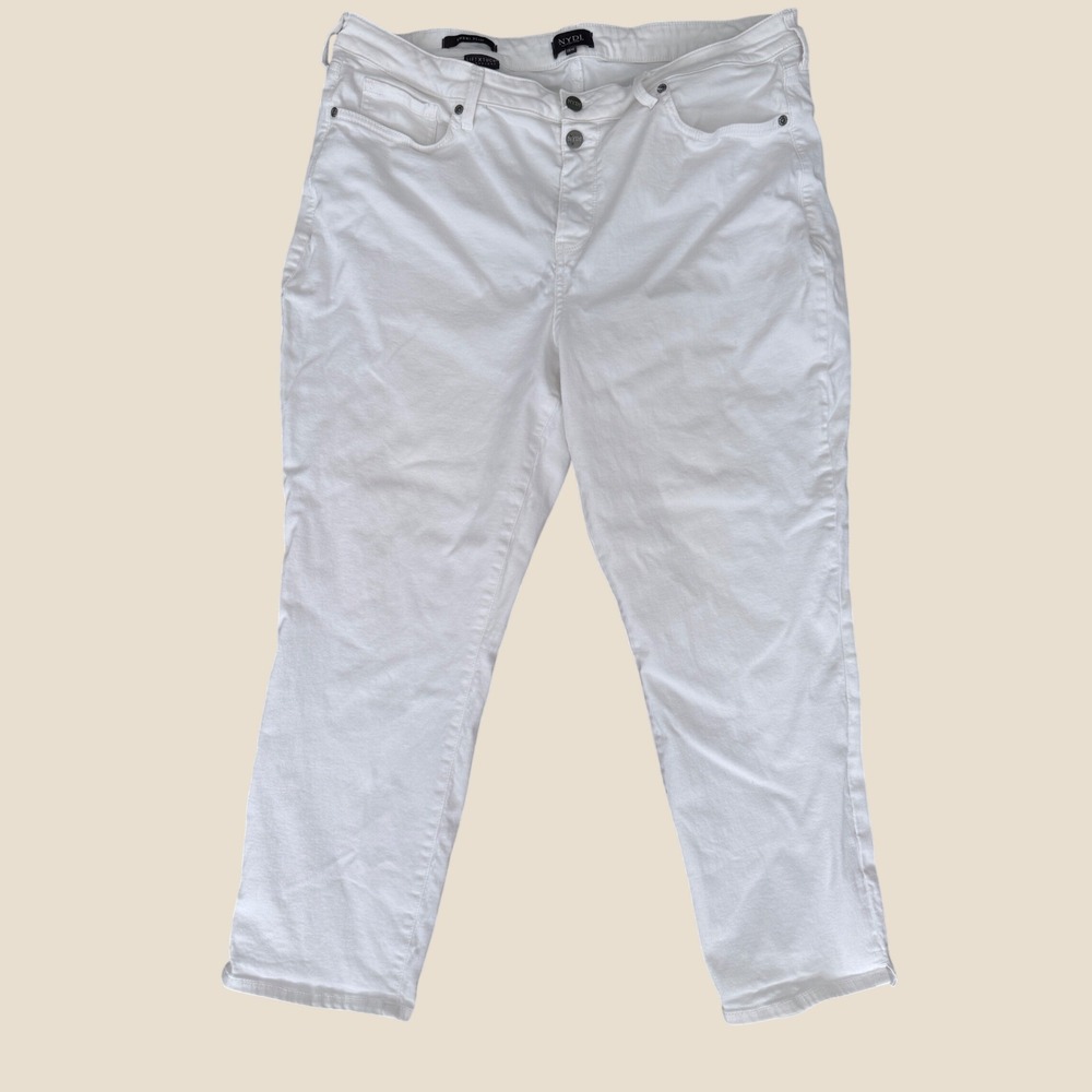 NYDJ Sheri Slim Jeans Women 18W White Lift Tuck Ankle Pants Stretch Denim